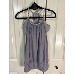 Lululemon Power Y Tank Top Size 6 Gray Heathered Built in Shelf Bra